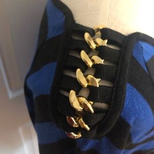 Michael Kors Blue & Black Stripe Banded Bottom Large